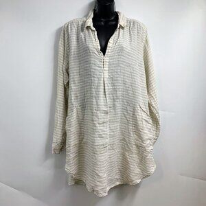 CP Shades Women's Teton 100% Linen Button‎ Pullover Long Sleeve Tunic Size L